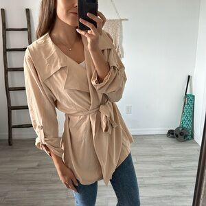 Liberty Love Tie-Waist Trench Coat Beige Brown Light / Size M